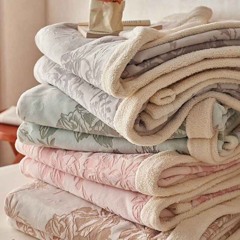 Warme Jacquard-Überwurfdecke mit botanischem Blumenmuster - image 1