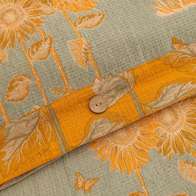 Wende-Bettwäscheset aus Baumwollgaze mit Sonnenblumenmotiv (4-teilig) - image 5