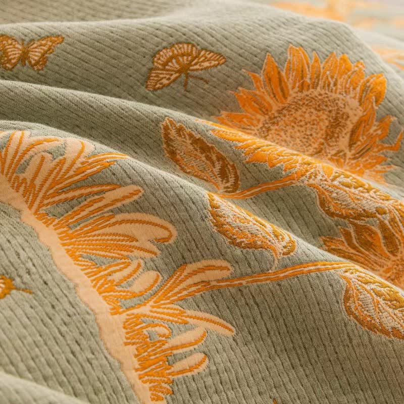 Wende-Bettwäscheset aus Baumwollgaze mit Sonnenblumenmotiv (4-teilig) - image 9
