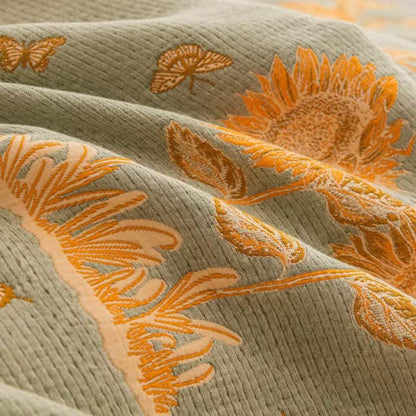 Wende-Bettwäscheset aus Baumwollgaze mit Sonnenblumenmotiv (4-teilig) - image 9