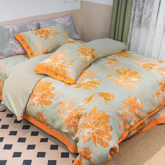 Dahlia Baumwollgaze-Bettwäscheset (4-teilig) - Gelb - 220cm x 240cm - image 0