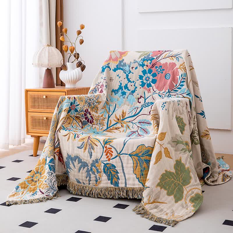 Üppige Steppdecke aus natürlicher Baumwolle mit Blumenblättern - image 1