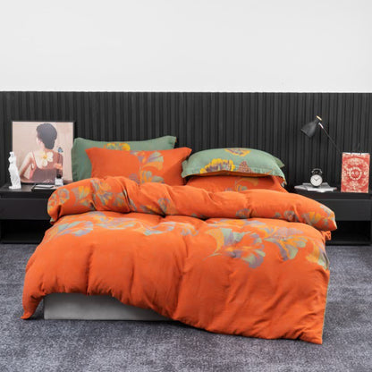 Ginkgo-inspiriertes Bettwäscheset aus Baumwollgaze (4-teilig) - Leuchtendes Orange - 220cm x 240cm - image 19