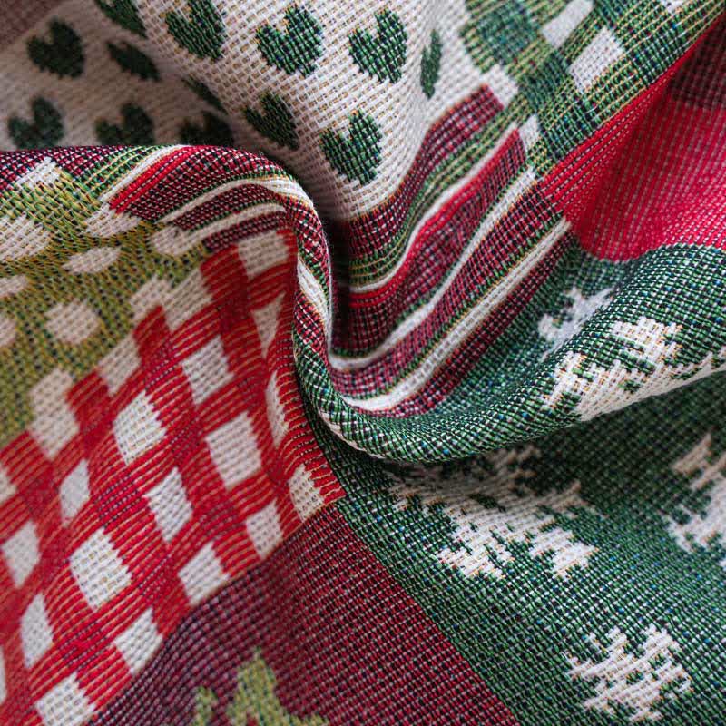 Patchwork-Vorhang mit Quasten und weihnachtlichem Print - image 8