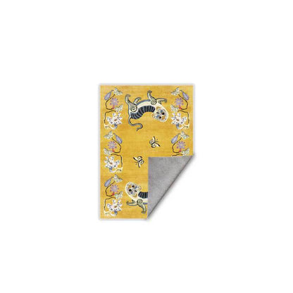Weicher Vintage-Teppich mit Tiger- und Blumenmuster - image 3