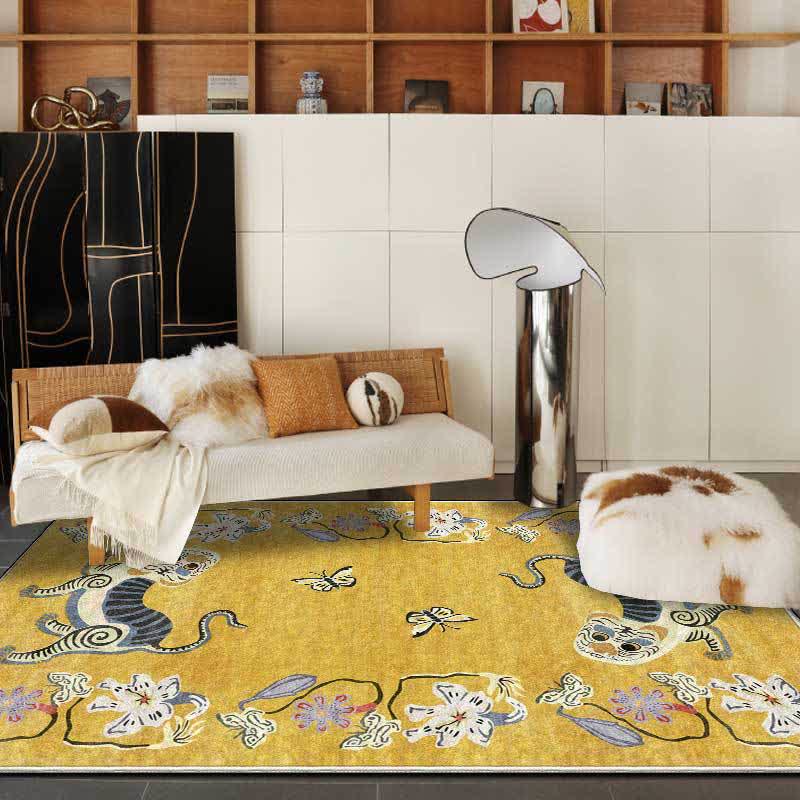 Weicher Vintage-Teppich mit Tiger- und Blumenmuster - image 1