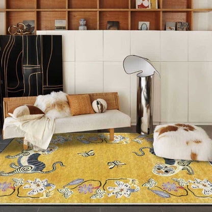 Weicher Vintage-Teppich mit Tiger- und Blumenmuster - image 1