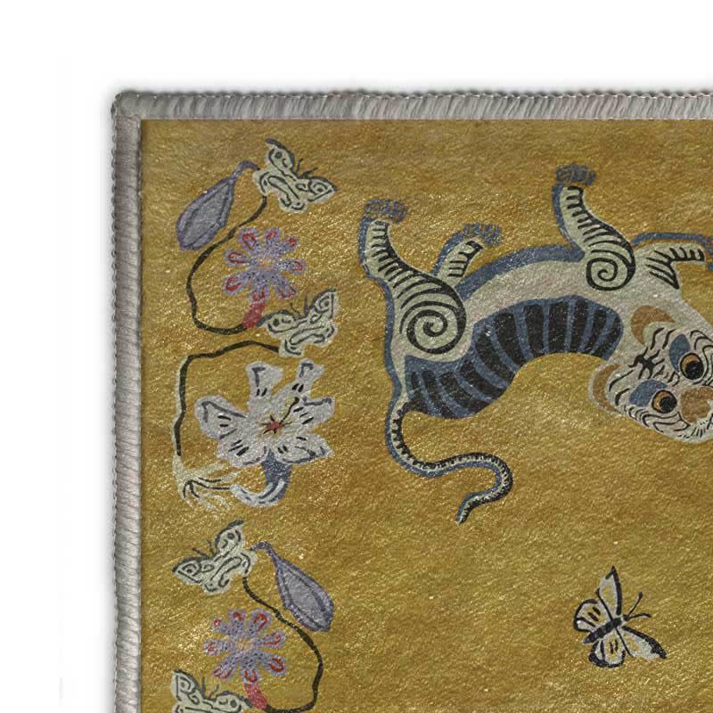Weicher Vintage-Teppich mit Tiger- und Blumenmuster - image 5