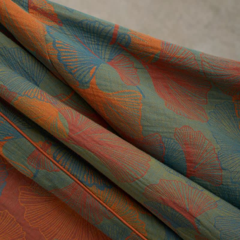 Kimono-Bademantel aus Baumwolle mit Ginkgoblatt-Print - image 5