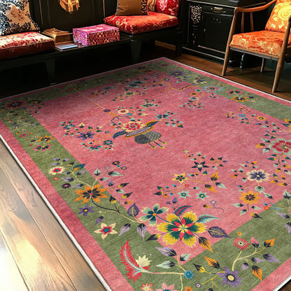 Rutschfester, weicher Teppich mit klassischen Blumen - image 2