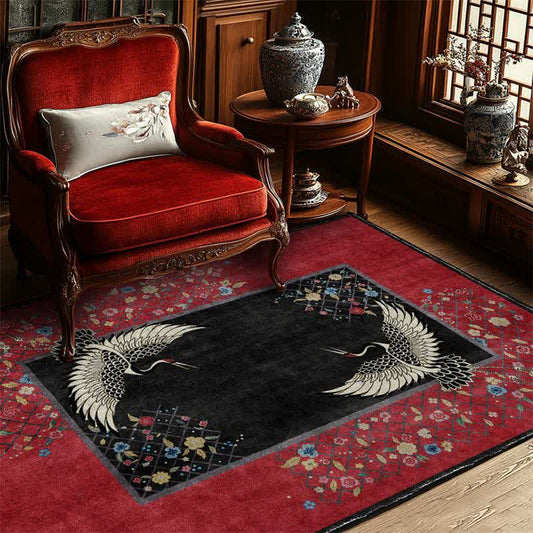 Rutschfester Teppich mit floralem Mandschurenkranich - 153cm x 244cm - image 0