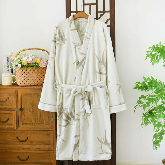 Unisex-Bademantel aus Fleece mit Bambusdruck - XL - image 0