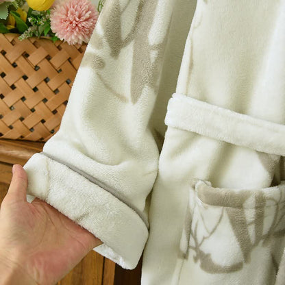 Unisex-Bademantel aus Fleece mit Bambusdruck - image 6