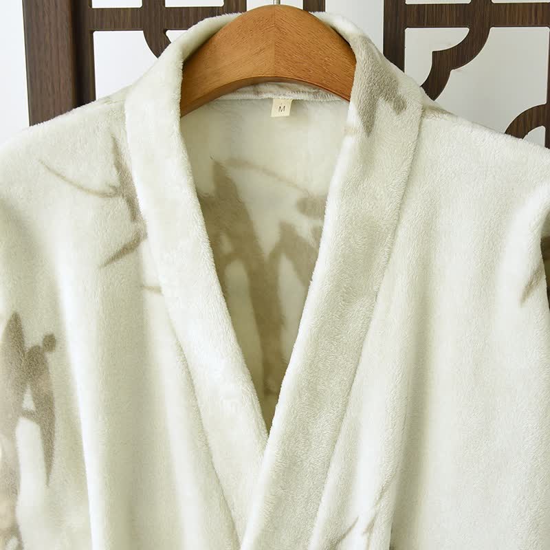 Unisex-Bademantel aus Fleece mit Bambusdruck - image 2
