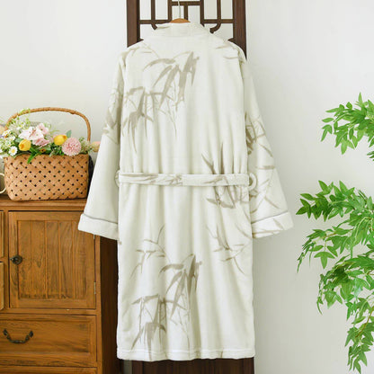 Unisex-Bademantel aus Fleece mit Bambusdruck - image 1