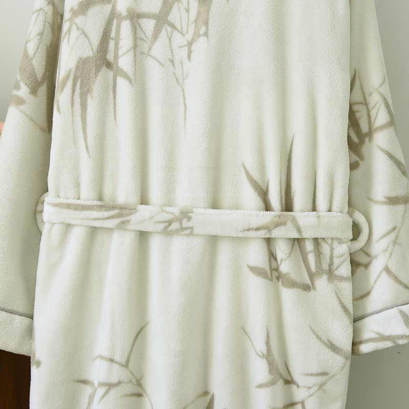 Unisex-Bademantel aus Fleece mit Bambusdruck - image 7