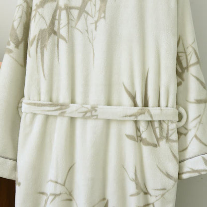 Unisex-Bademantel aus Fleece mit Bambusdruck - image 7