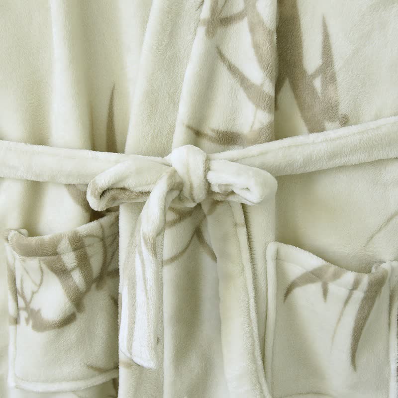 Unisex-Bademantel aus Fleece mit Bambusdruck - image 4