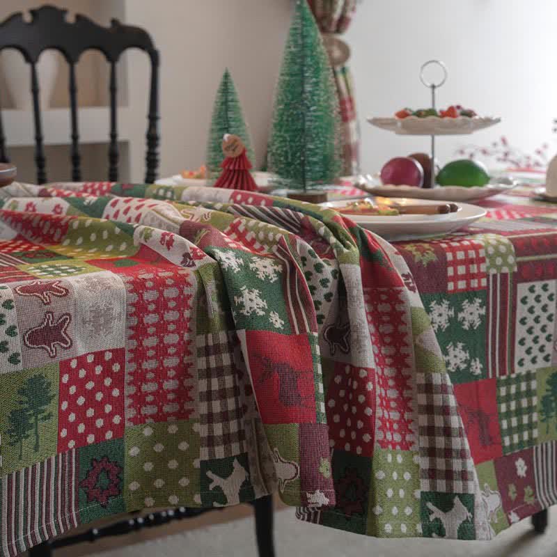 Patchwork-Tischdecke mit weihnachtlichem Druck - image 4