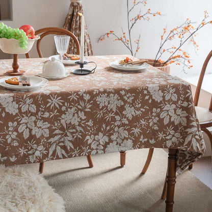 Jacquard-Tischdecke im pastoralen Stil mit Blumenmuster - Khaki - 140cm x 260cm - image 9