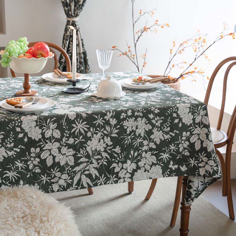 Jacquard-Tischdecke im pastoralen Stil mit Blumenmuster - Dunkelgrün - 140cm x 260cm - image 10