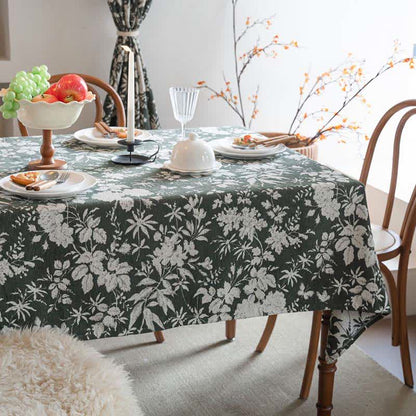 Jacquard-Tischdecke im pastoralen Stil mit Blumenmuster - Dunkelgrün - 140cm x 260cm - image 10