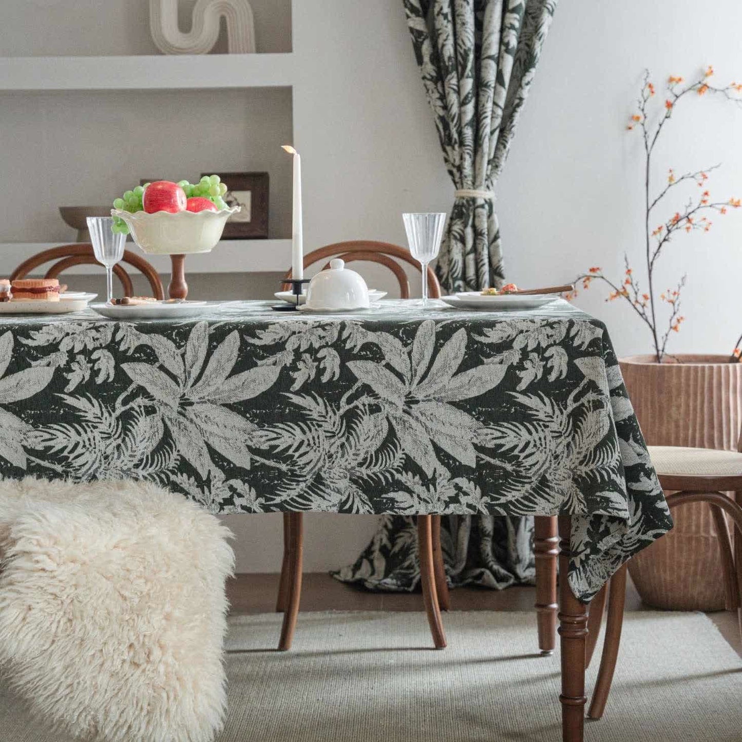 Jacquard-Tischdecke mit tropischem Inselblattmuster - Dunkelgrün - 140cm x 260cm - image 2