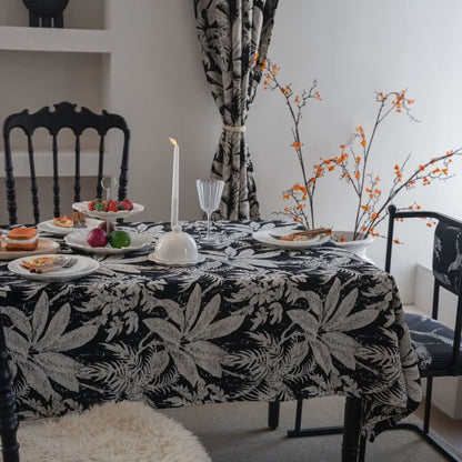 Jacquard-Tischdecke mit tropischem Inselblattmuster - Schwarz - 140cm x 260cm - image 0