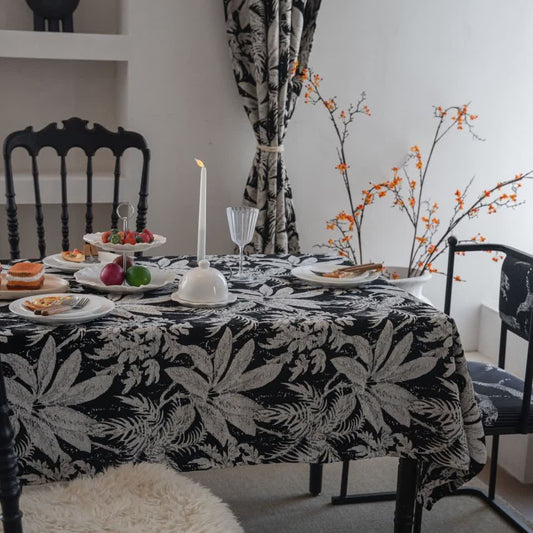 Jacquard-Tischdecke mit tropischem Inselblattmuster - Schwarz - 140cm x 260cm - image 0