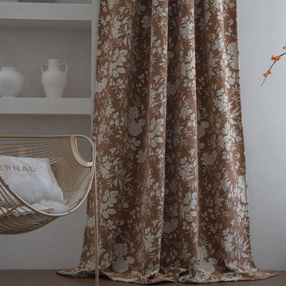 Jacquard-Vorhang im pastoralen Stil mit Blumenmuster - Stangentasche - Khaki - 140cm x 260cm - image 2