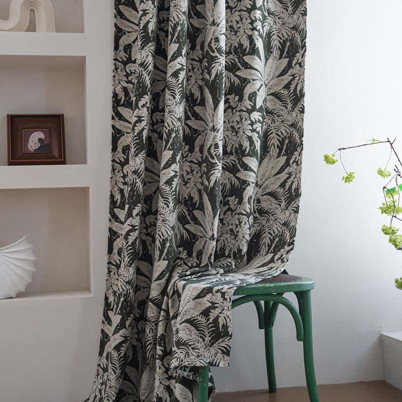 Jacquard-Vorhang mit tropischem Inselblattmuster - image 3