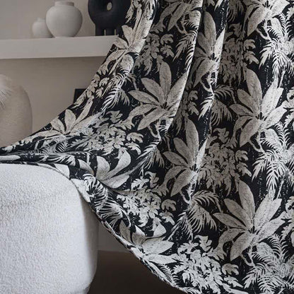 Jacquard-Vorhang mit tropischem Inselblattmuster - Stangentasche - Schwarz - 140cm x 260cm - image 11