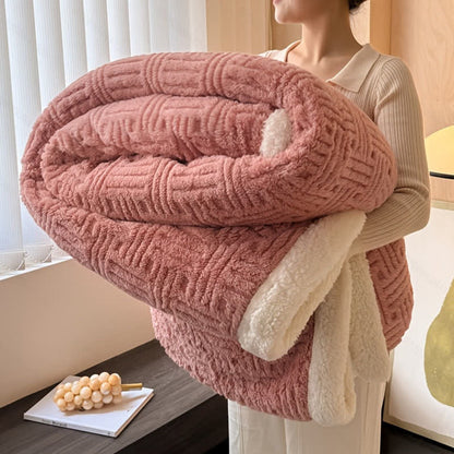 Karierte Jacquard-Plüschdecke - Rosa - 200cm x 230cm - image 6