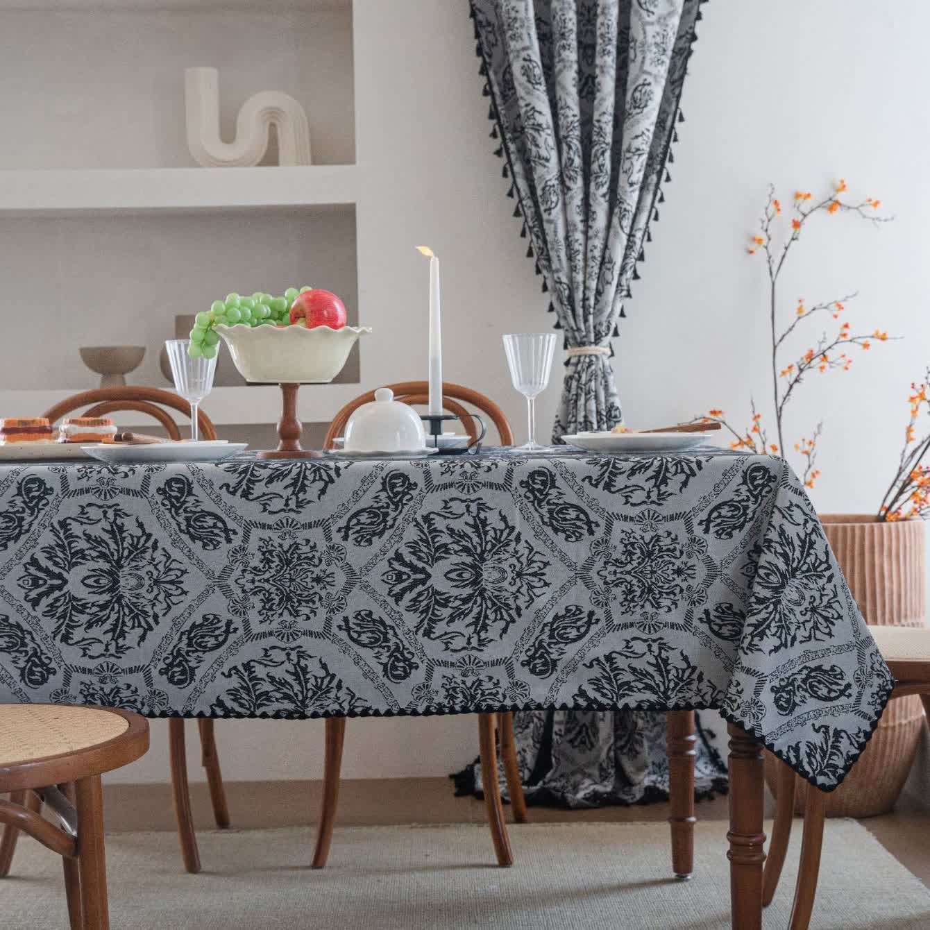 Jacquard-Tischdecke im Ethno-Stil mit Retro-Muster - Schwarz - 160cm x 160cm - image 12