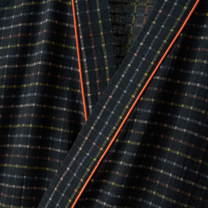 Karierte Kimono-Yukata-Robe aus Bio-Baumwolle - image 4