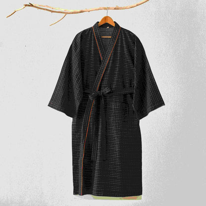 Karierte Kimono-Yukata-Robe aus Bio-Baumwolle - image 1