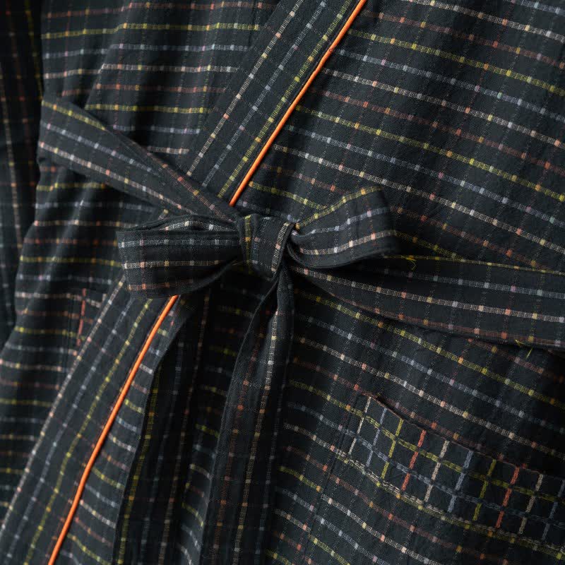 Karierte Kimono-Yukata-Robe aus Bio-Baumwolle - image 6