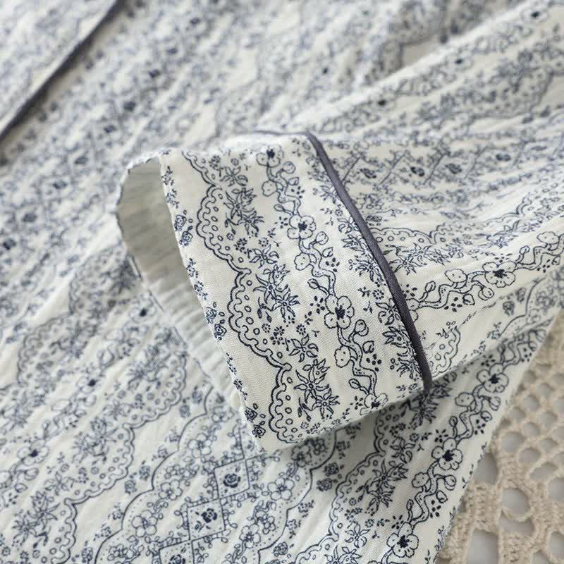 Loungewear-Set aus Baumwolle mit orientalischem Retro-Blumenmuster - image 10