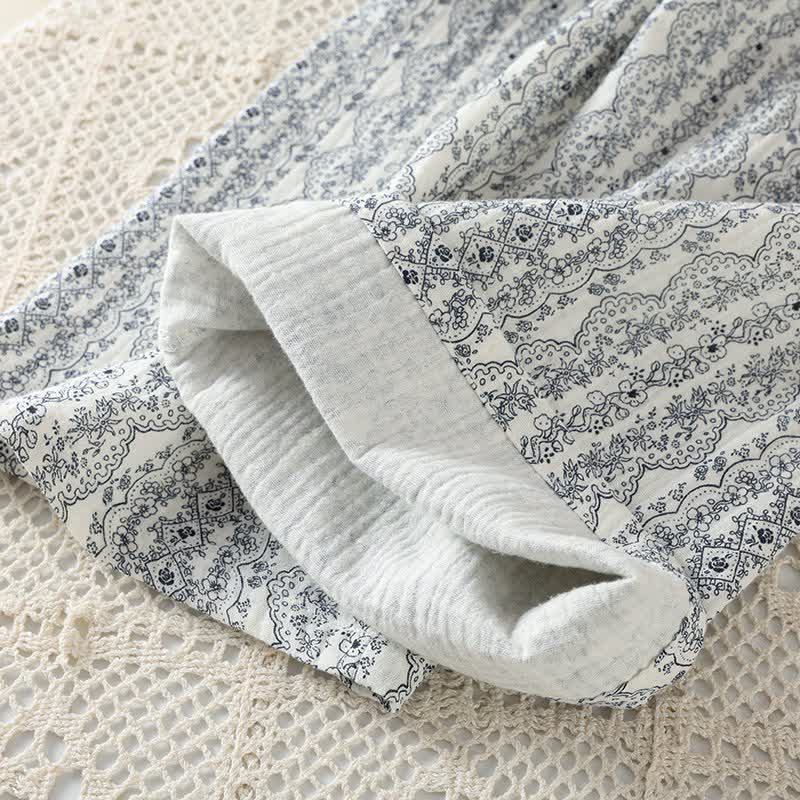 Loungewear-Set aus Baumwolle mit orientalischem Retro-Blumenmuster - image 17