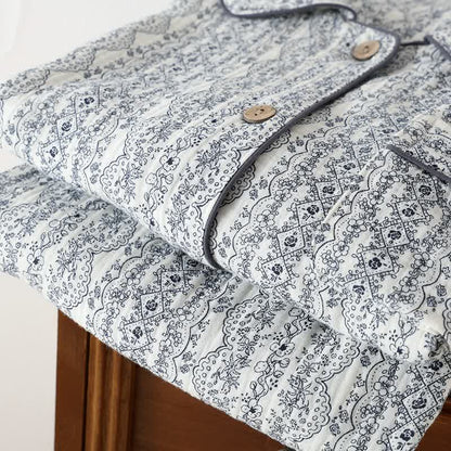 Loungewear-Set aus Baumwolle mit orientalischem Retro-Blumenmuster - image 3