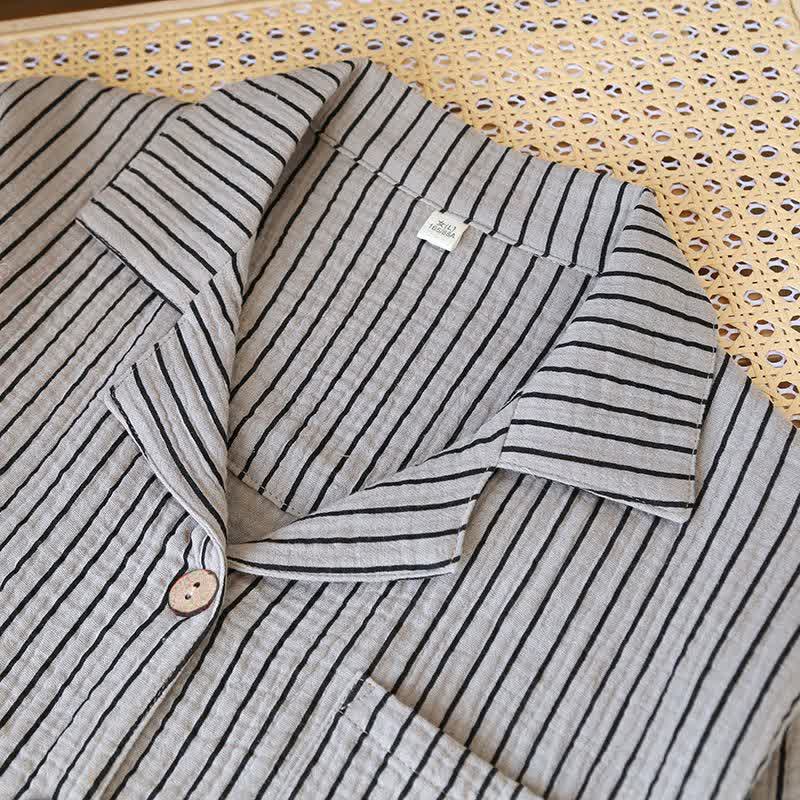 Einfaches Loungewear-Set aus reiner Baumwolle mit Streifen - image 5