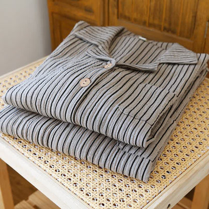 Einfaches Loungewear-Set aus reiner Baumwolle mit Streifen - image 4