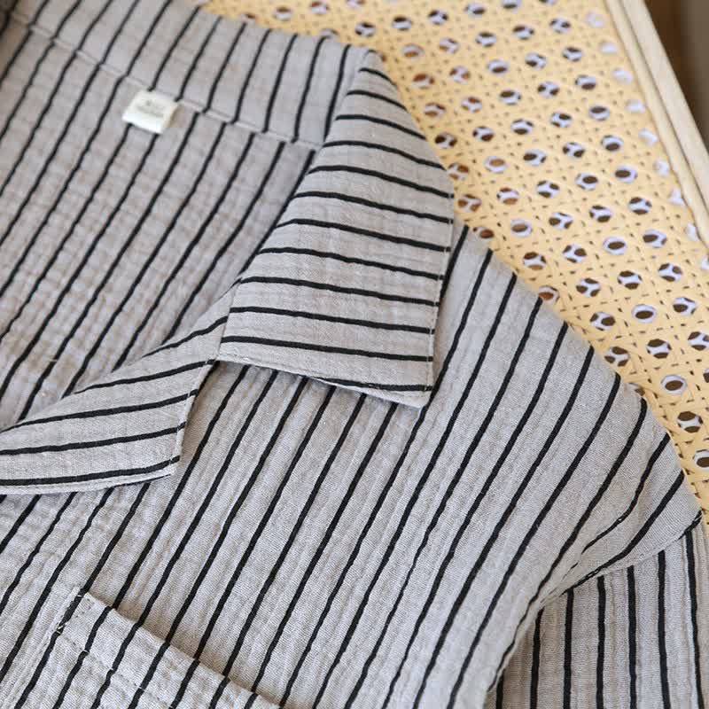 Einfaches Loungewear-Set aus reiner Baumwolle mit Streifen - image 6