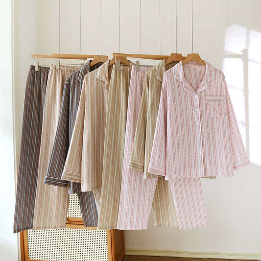 Passendes Loungewear-Set aus gestreifter Baumwollgaze - image 0
