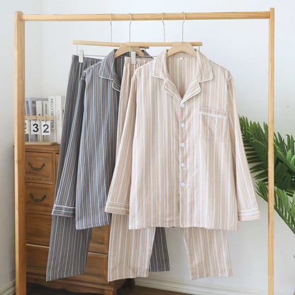 Passendes Loungewear-Set aus gestreifter Baumwollgaze - image 2
