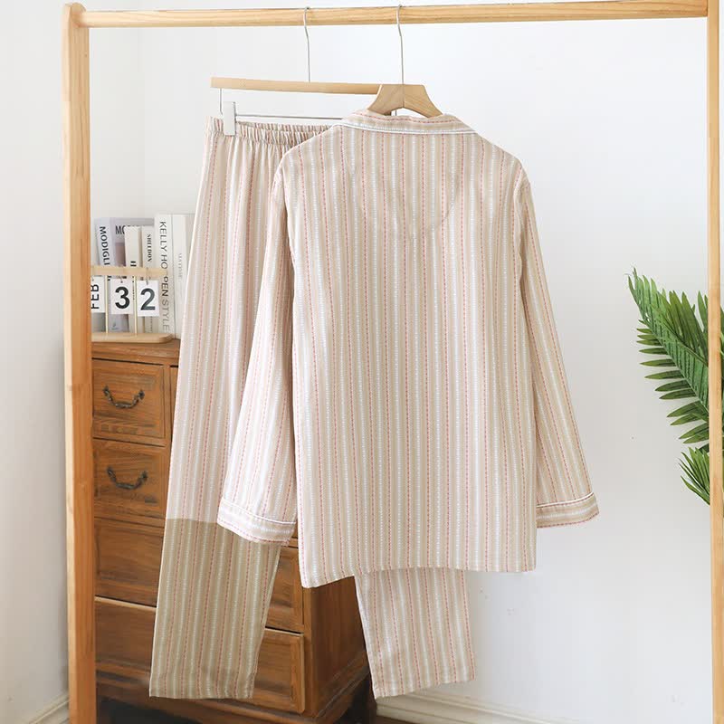 Passendes Loungewear-Set aus gestreifter Baumwollgaze - image 9