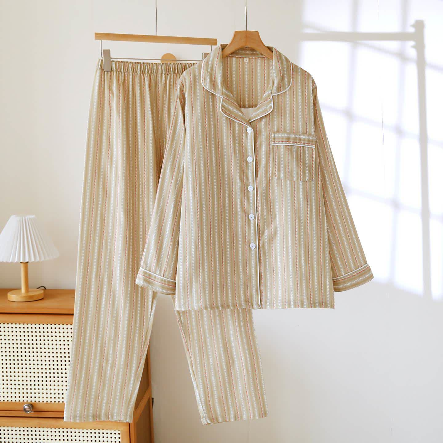 Passendes Loungewear-Set aus gestreifter Baumwollgaze - Gelb - Frauen - XXL - image 6