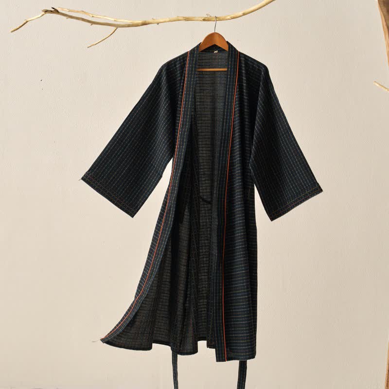 Karierte Kimono-Yukata-Robe aus Bio-Baumwolle - 2XL - image 0