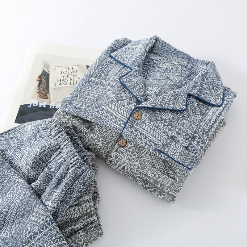 Loungewear-Set aus Baumwollgaze mit geometrischem Muster - image 2