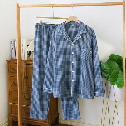 Klassisches kariertes Unisex-Loungewear-Set - Blau - XL - image 6